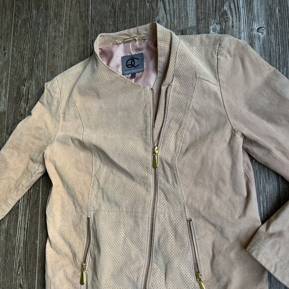 2/$18 SALE Queens Collection Queen Latifah Moto Jacket XL Leather Peach Pink Vtg - Picture 5 of 10